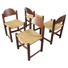 Set of 4 "Padova" chairs in wood with braided rope seats - Hank Lowenstein -