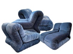 Set of 4 "Pagrù" Model Armchairs Design by Claudio Vagnoni for 1p, 1968