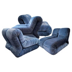 Set of 4 "Pagrù" Model Armchairs Design by Claudio Vagnoni for 1p, 1968