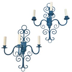 Set of 4 Painted Iron Sconces, Sold per Pair