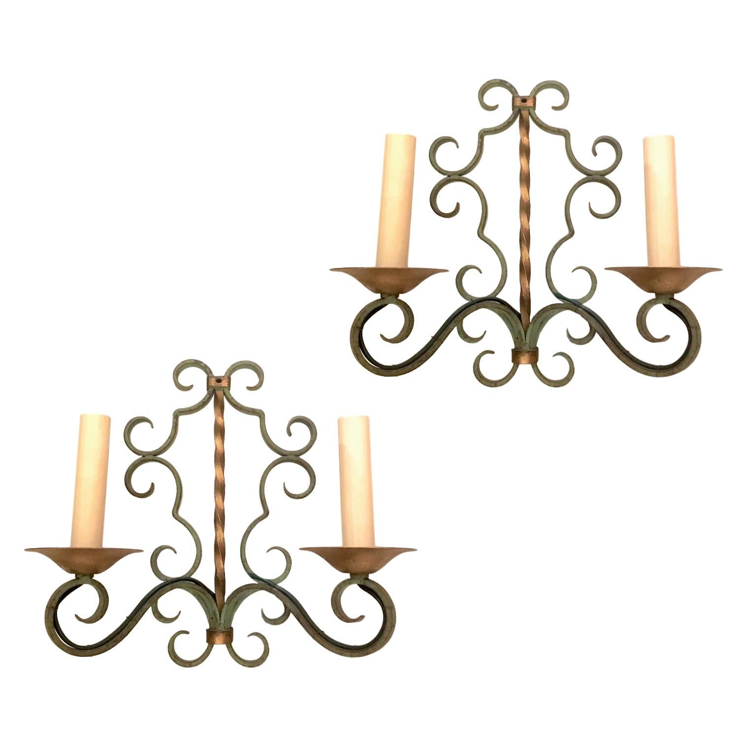 Set of Painted Iron Sconces, Sold Per Pair