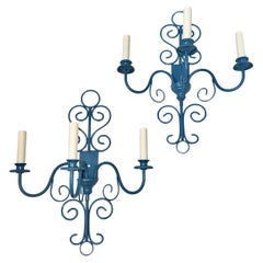 Set of 4 Painted Iron Sconces, Sold per Pair