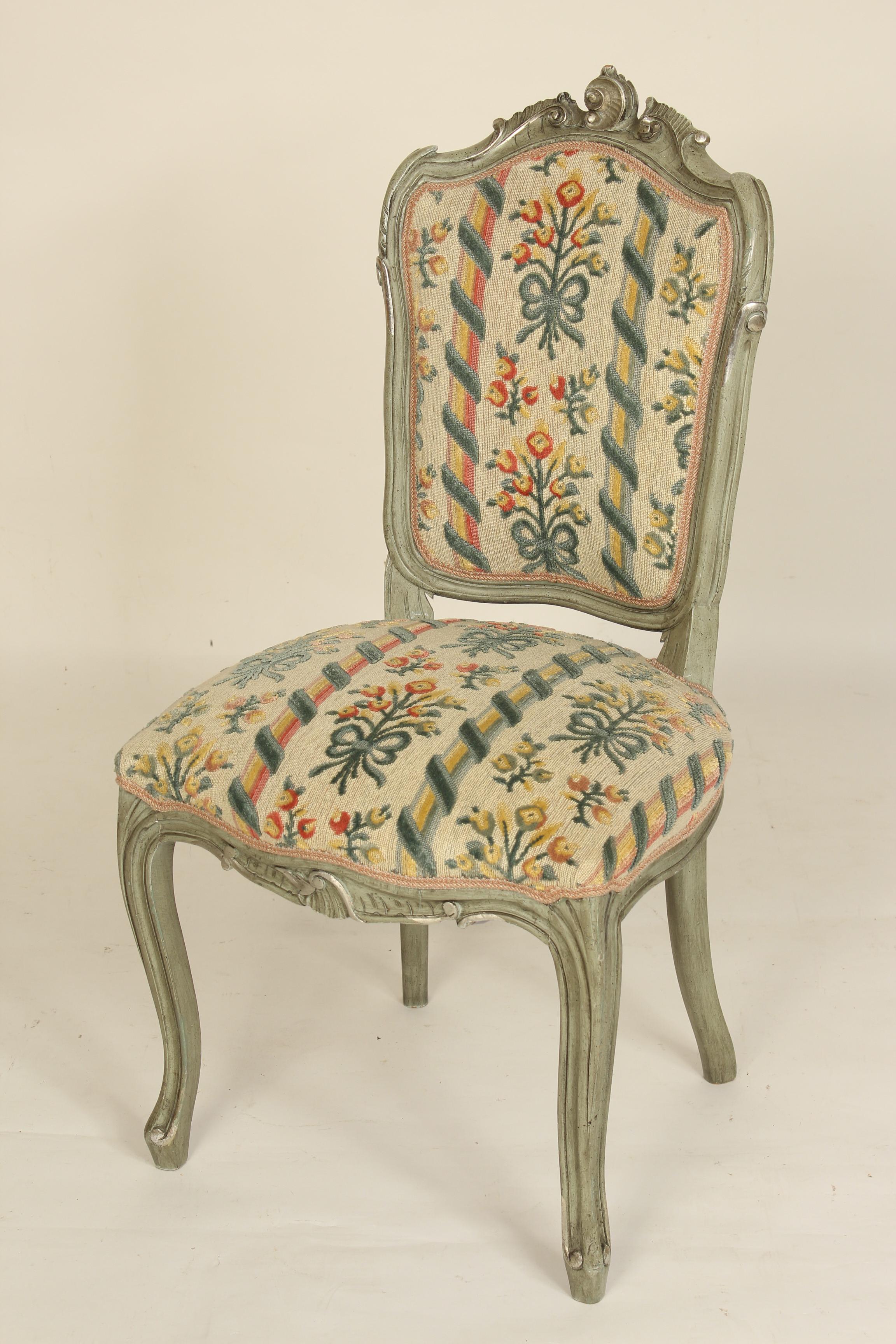 Set of 4 Painted Louis XV Style Side Chairs In Good Condition In Laguna Beach, CA