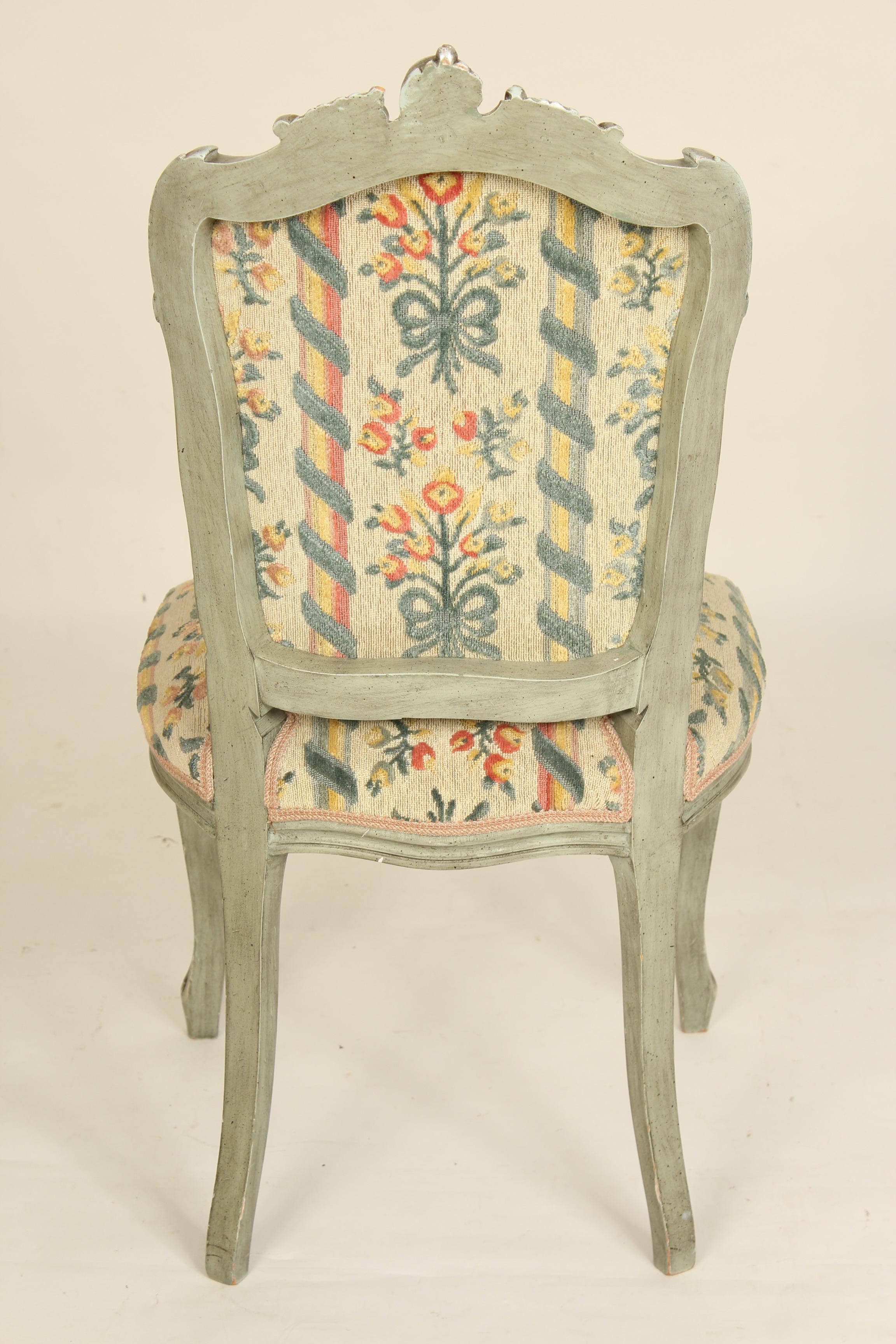 Upholstery Set of 4 Painted Louis XV Style Side Chairs