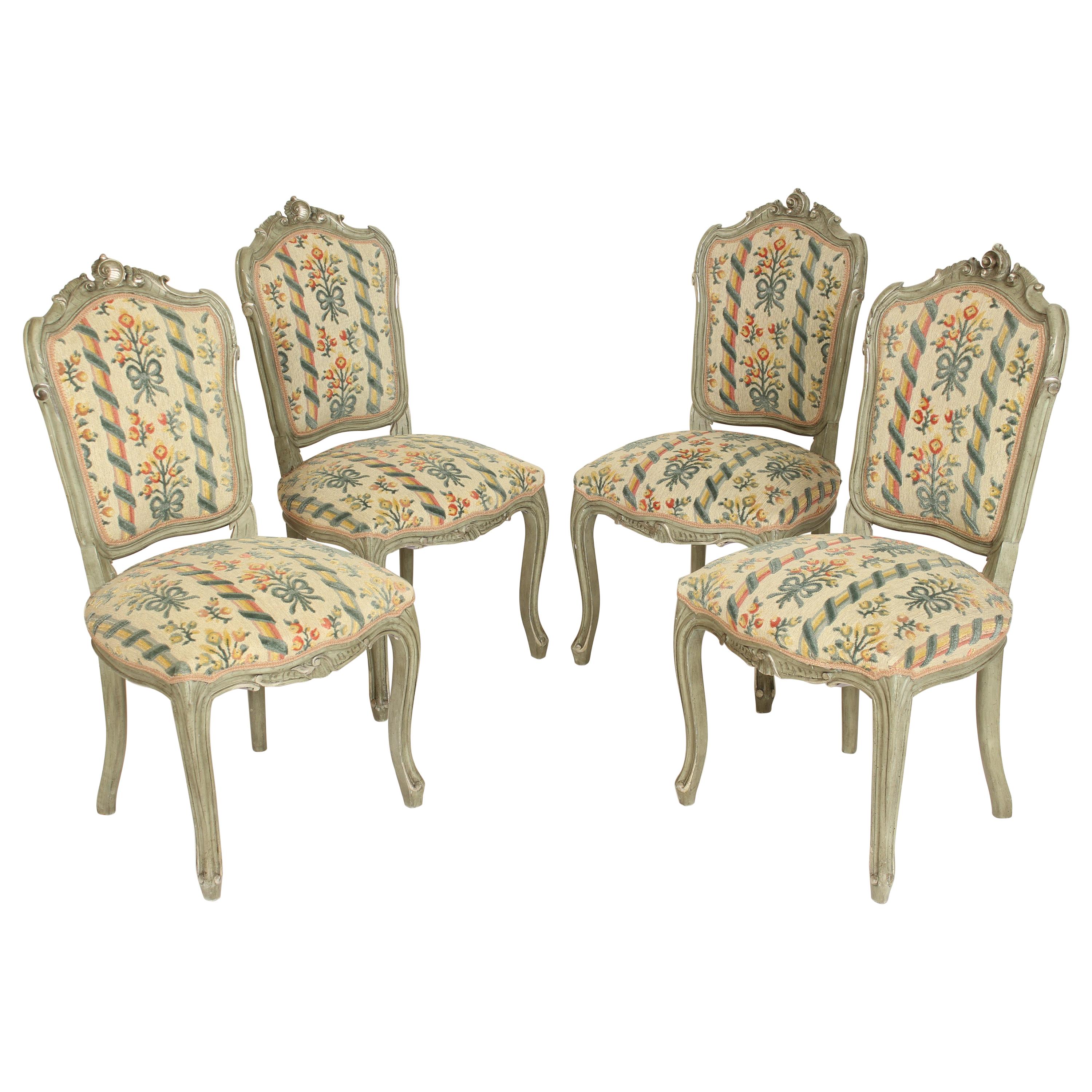 Set of 4 Painted Louis XV Style Side Chairs