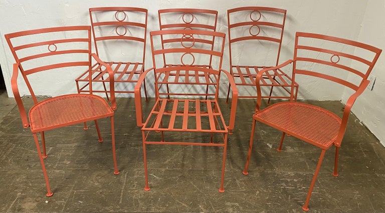 Set of 4 Painted Metal Garden Dining Chairs In Good Condition For Sale In Sheffield, MA