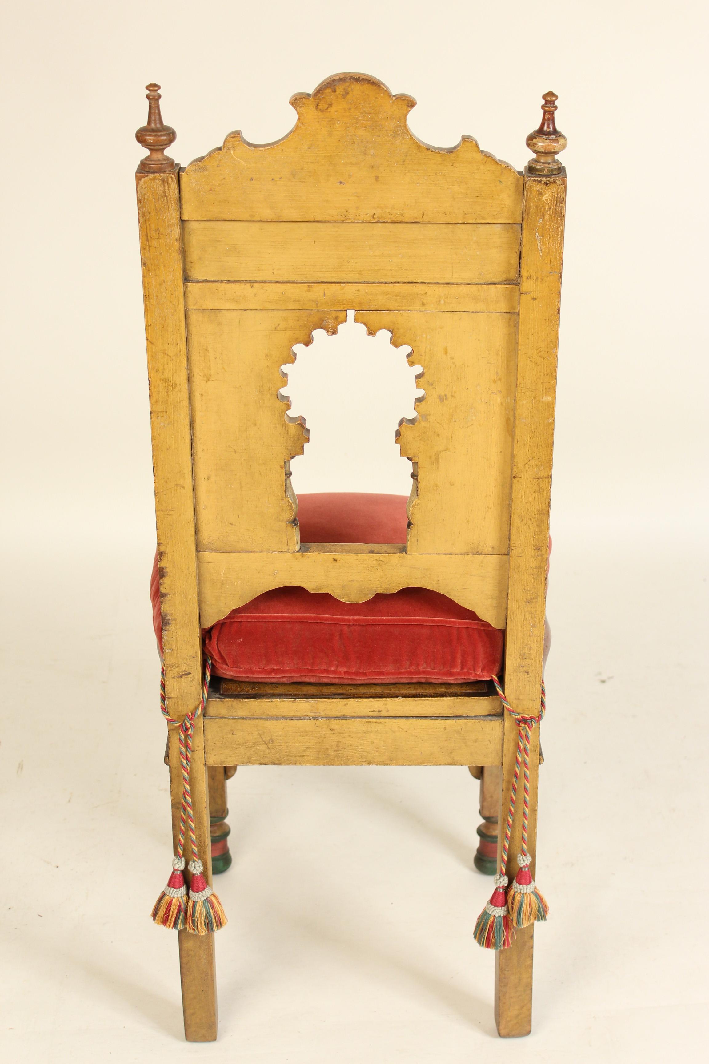 Moorish Set of 4 Painted Middle Eastern Side Chairs