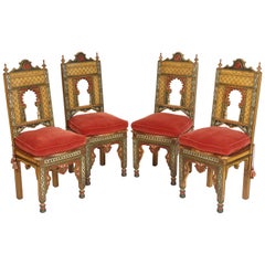 Set of 4 Painted Middle Eastern Side Chairs