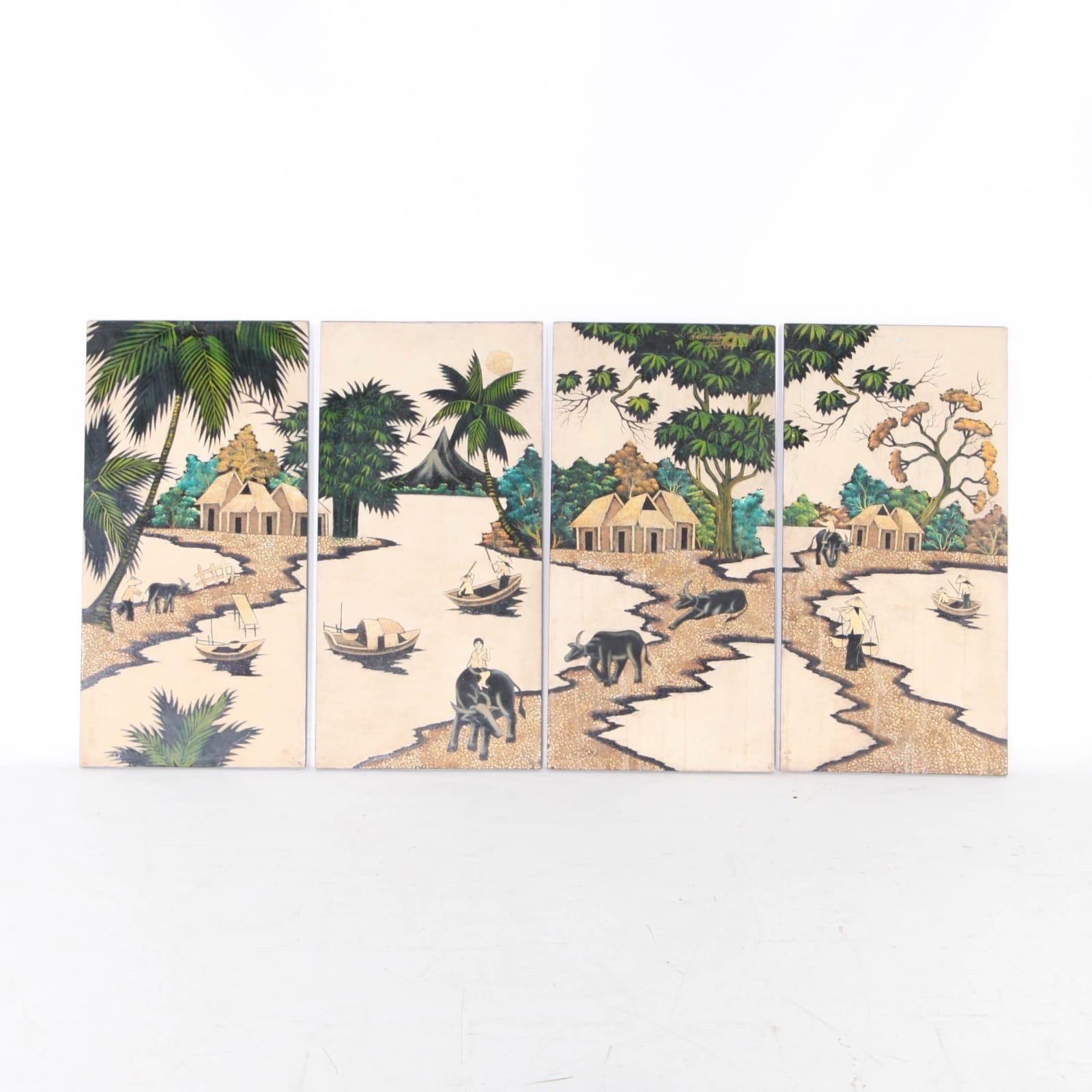 Juego de 4 paneles pintados en venta 12