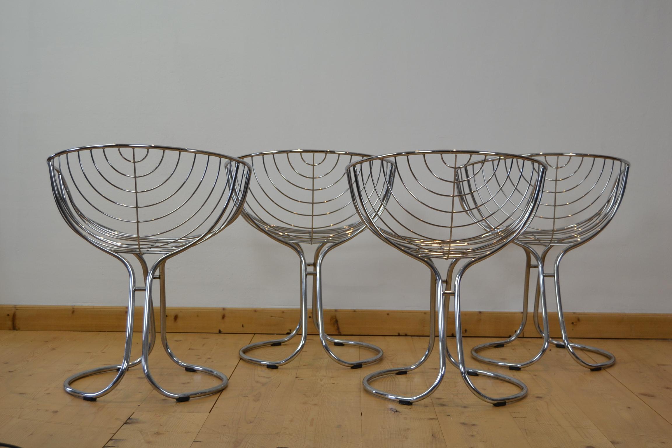 Set of 4 Pan Am Armchairs, Chrome Chairs, 1960s In Good Condition In Antwerp, BE
