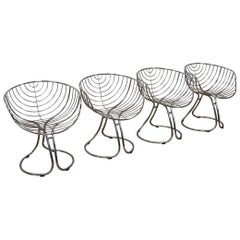 Vintage Set of 4 Pan Am Armchairs, Chrome Chairs, 1960s