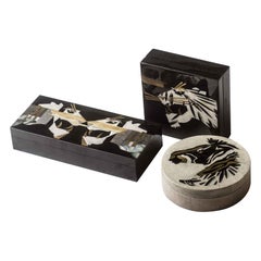 Set of 4 Panther-Themed Shagreen Shell and Brass Accessories by Kifu Paris