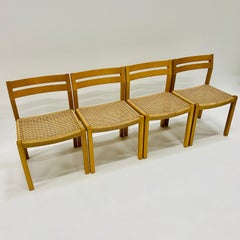 4 x J.L. Möller Papercord Dining Chairs by Niels O. Möller Denmark 1970