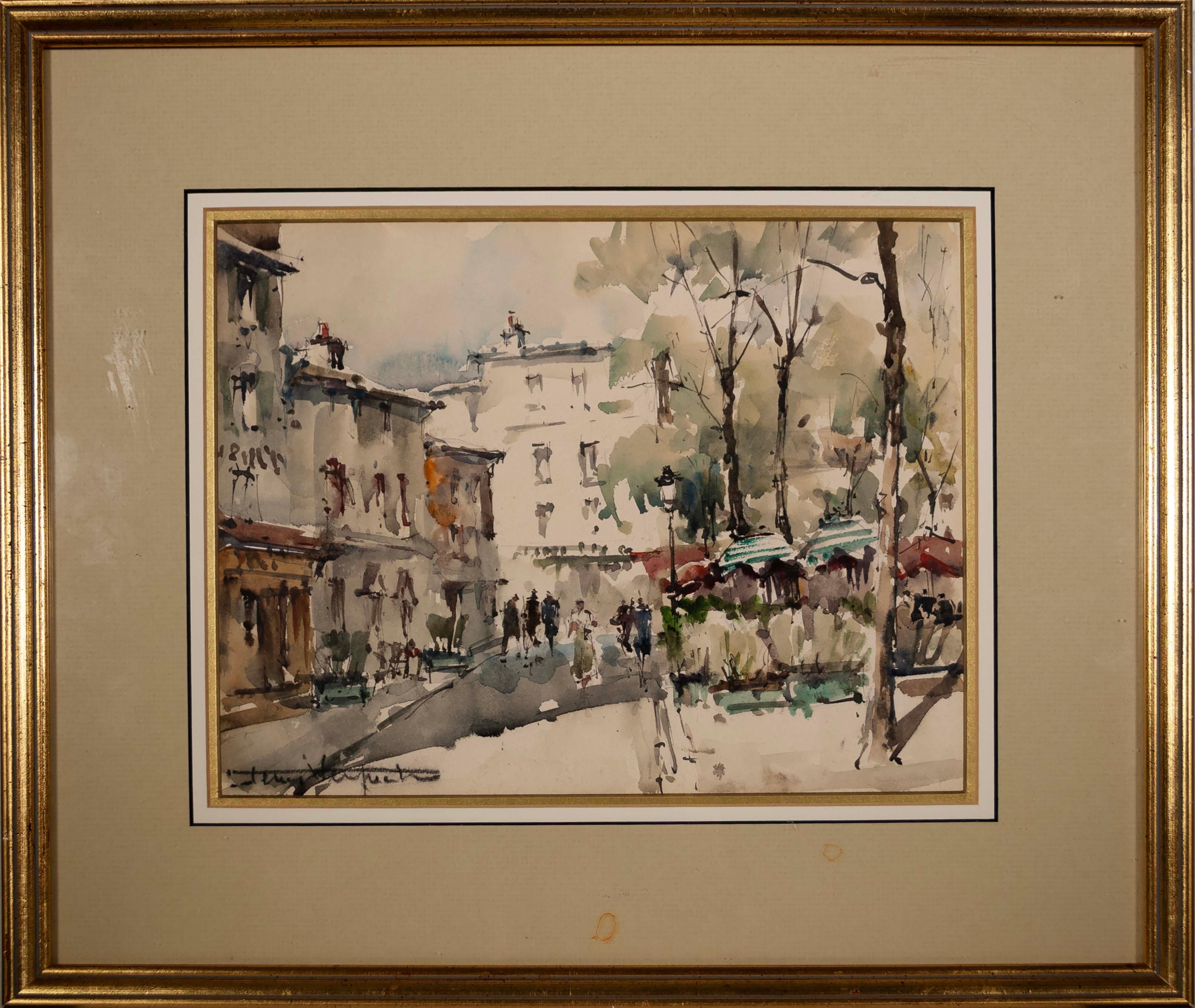 Set of 4 Parisian Original Antique Vintage Watercolor on Paper Signed ...