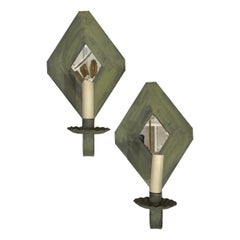 Set of 4 Patinated Mirror Sconces, Sold per Pairs