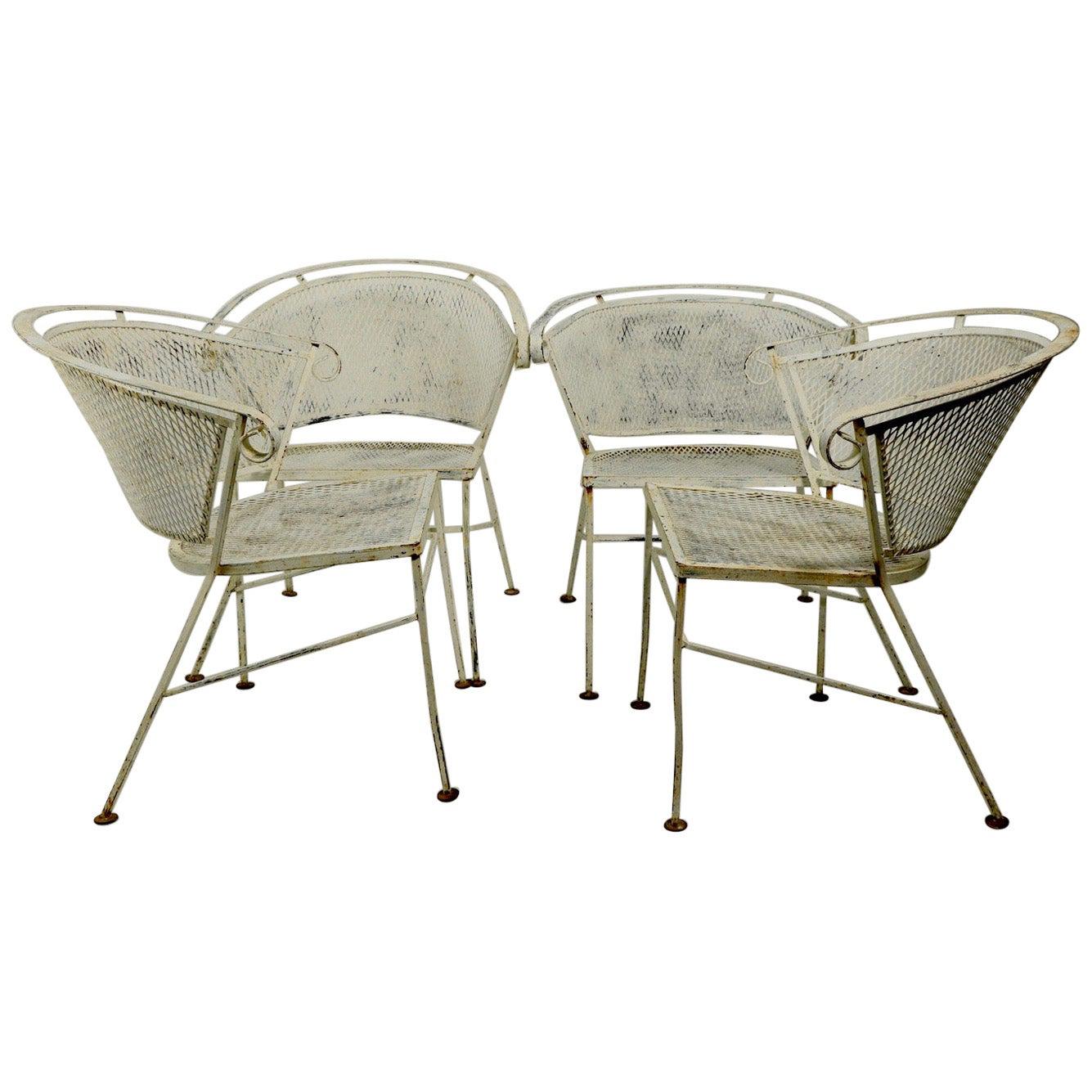 Ensemble de 4 chaises de salle à manger/jardin/patio attribuées à Salterini