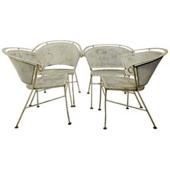 Used Set of 4 Patio Garden Dining Chairs Attributed to Salterini