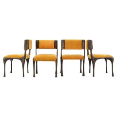 Set of 4 Paul Evans Sculpted Bronze Side Chairs