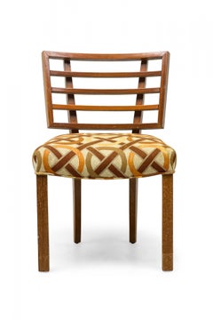 Satz von 4 amerikanischen geometrischen gepolsterten Paul Laszlo-Esszimmer-/Beistellstühlen