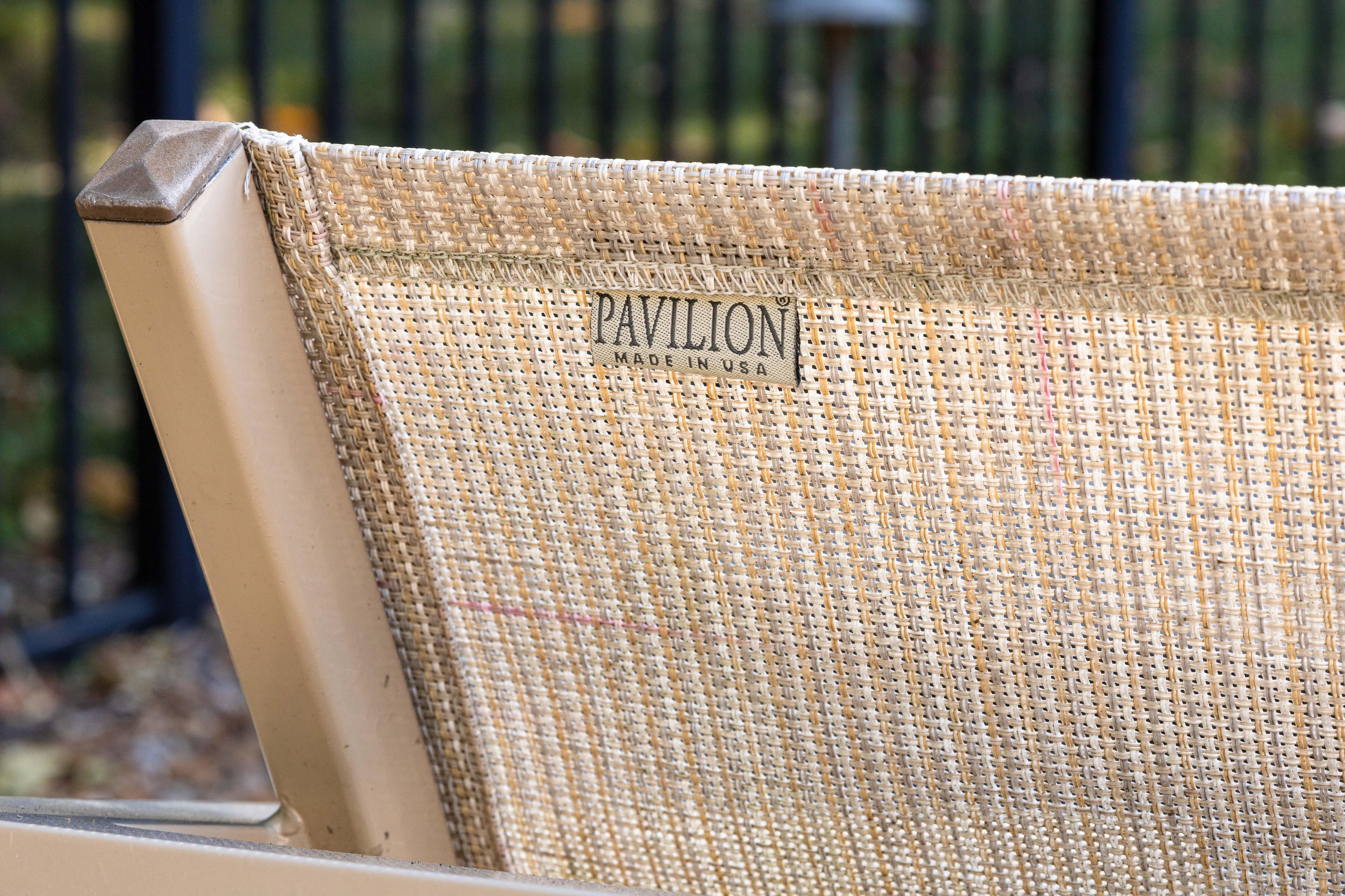 Set of 4 Pavilion Aventura Patio Armchairs with Pair of Ottomans and Side Tables For Sale 7