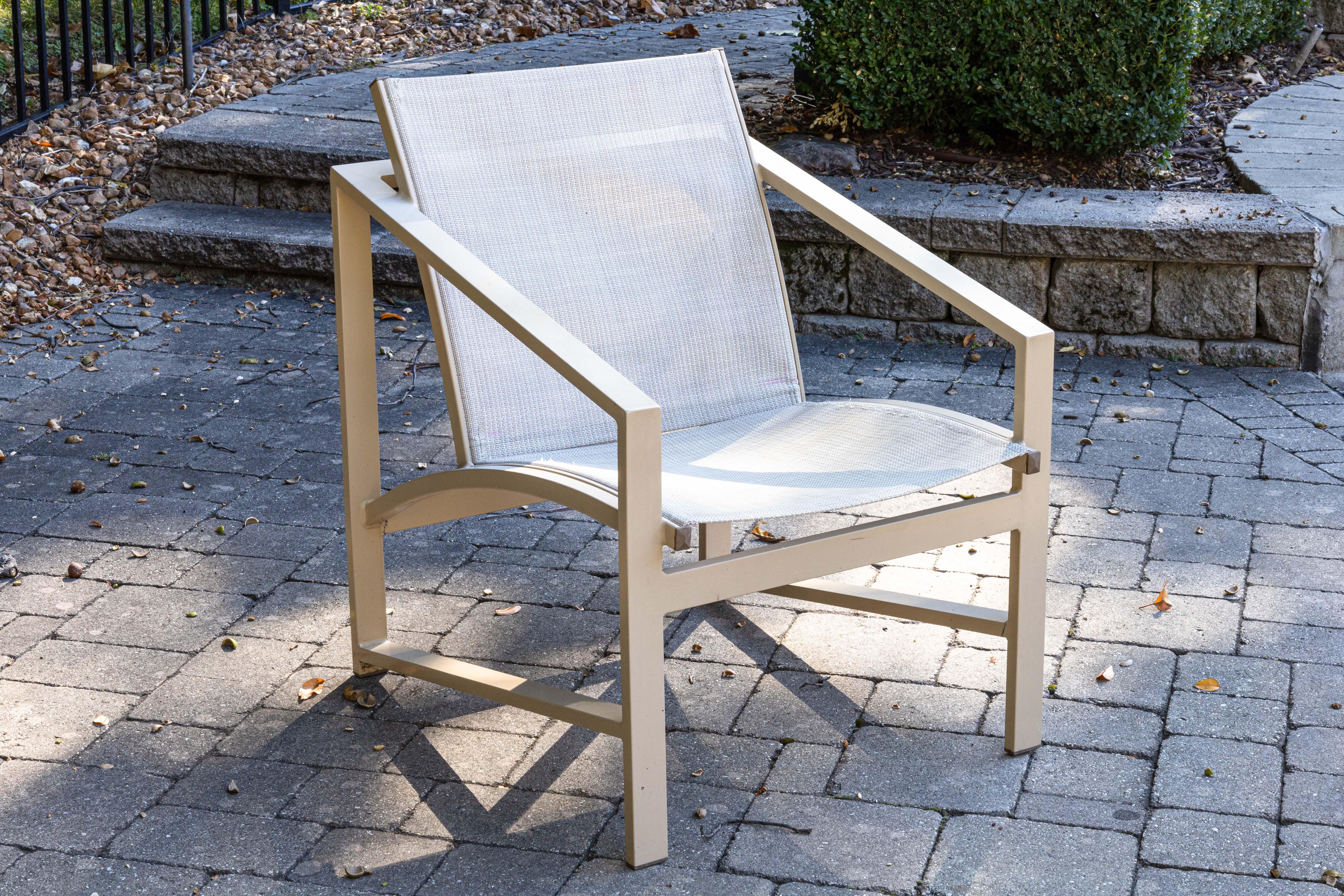 20th Century Set of 4 Pavilion Aventura Patio Armchairs with Pair of Ottomans and Side Tables For Sale