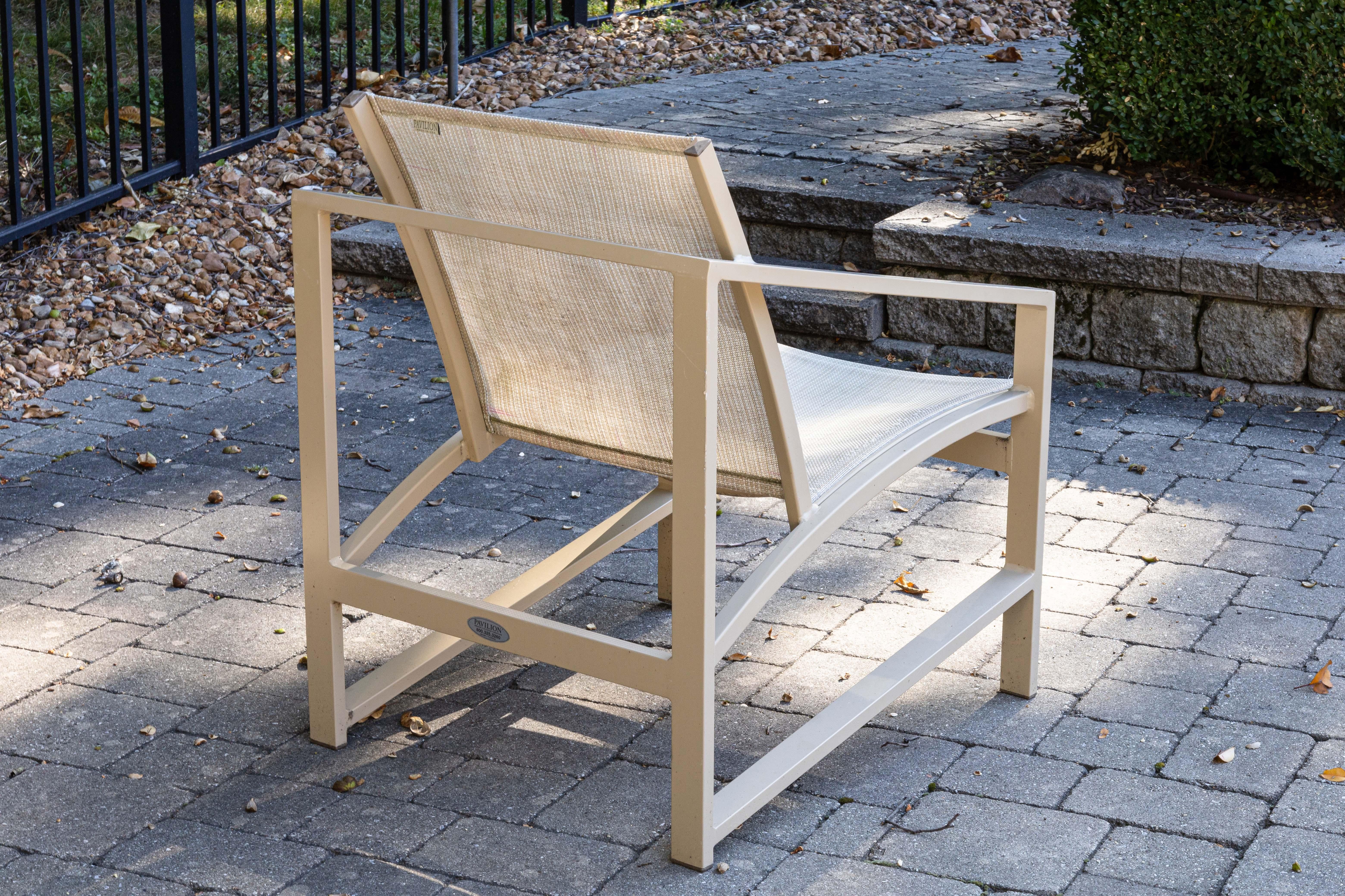 Set of 4 Pavilion Aventura Patio Armchairs with Pair of Ottomans and Side Tables For Sale 2