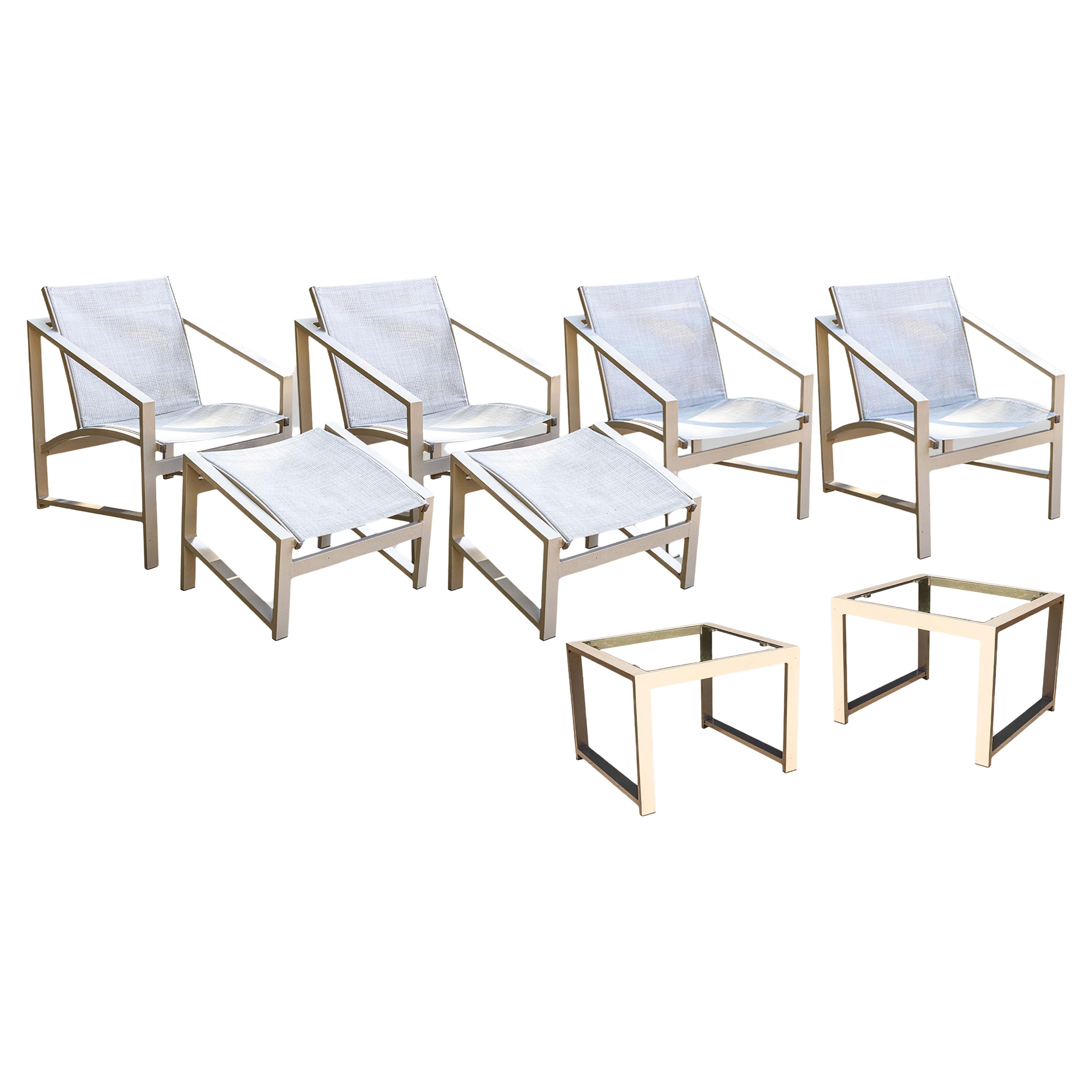 Set of 4 Pavilion Aventura Patio Armchairs with Pair of Ottomans and Side Tables