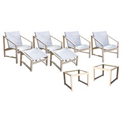 Set of 4 Pavilion Aventura Patio Armchairs with Pair of Ottomans and Side Tables