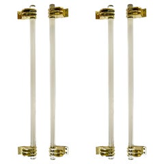 Set of 4 pcs. Art Deco Murano Glass and Brass Door Handles