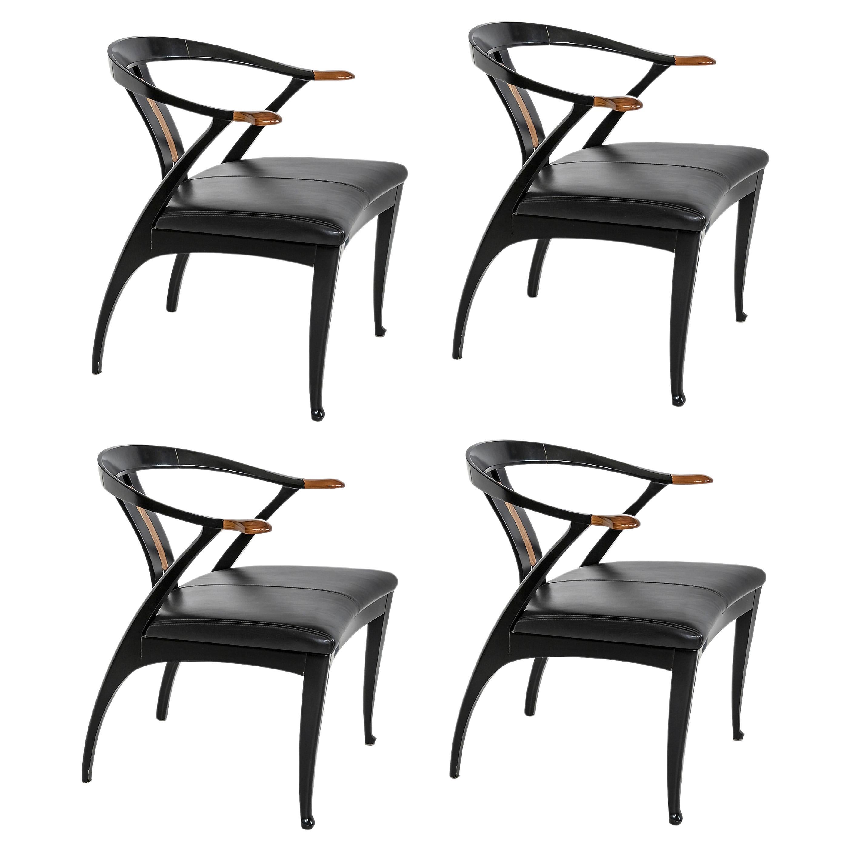 Set of 4 pcs. Italian Mid-century Giorgetti Dining Chairs from 1980's