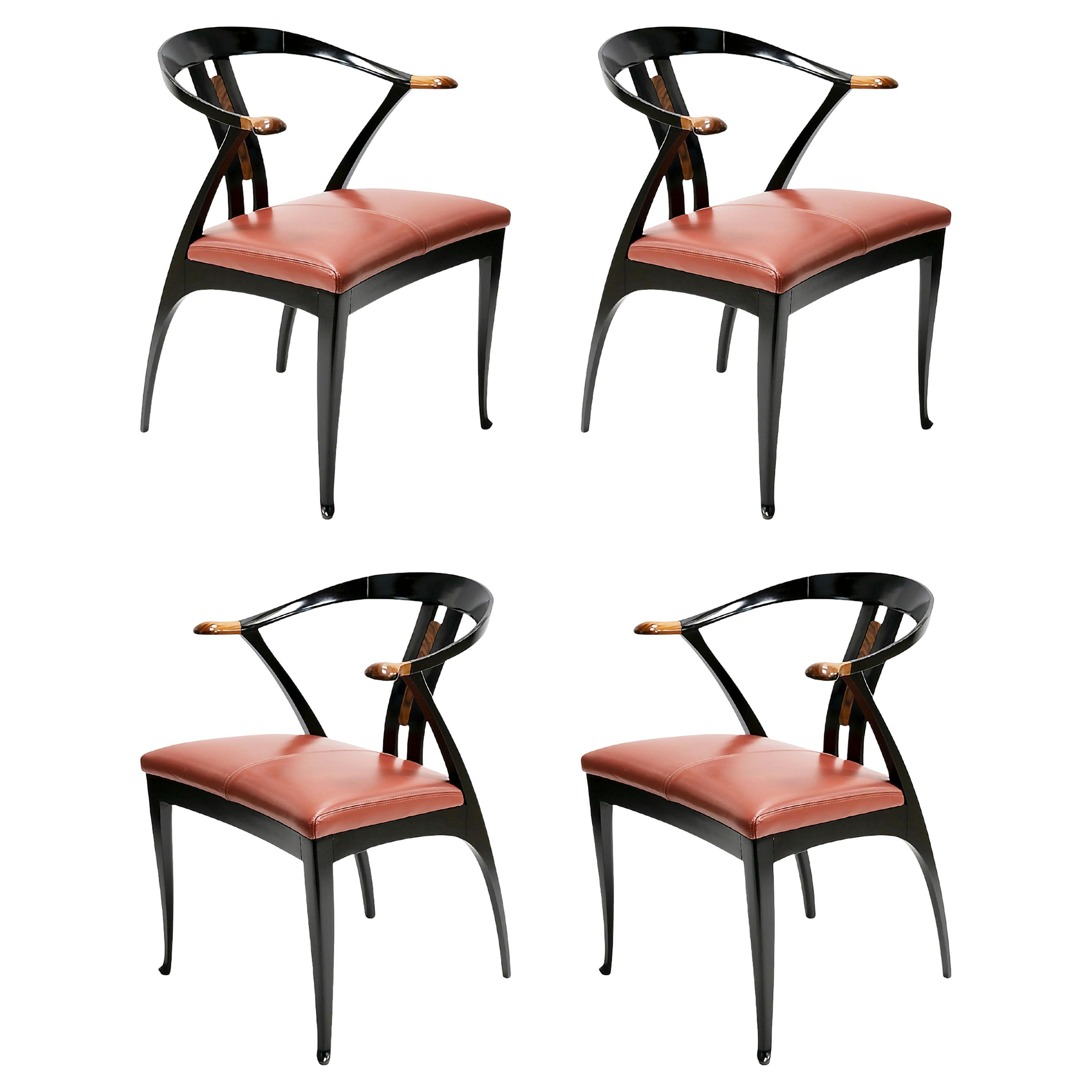 Set of 4 pcs. Italian Mid-Century Giorgetti Dining Chairs from 1980's