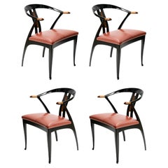 Set of 4 pcs. Italian Mid-Century Giorgetti Dining Chairs from 1980's