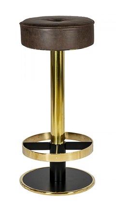 Satz mit 4 Stück. Italienische Messing-Barhocker/-Stühle aus der Jahrhundertmitte