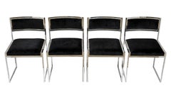 Set of 4 pcs. Mid-Century Italian Chrome Chairs by Willy Rizzo