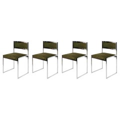 Set of 4 pcs. Mid-Century Italian Chrome Chairs by Willy Rizzo