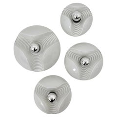Set von 4 Wandleuchten aus Milchglas-Wandleuchte Peil & Putzler Wave, 1970er Jahre