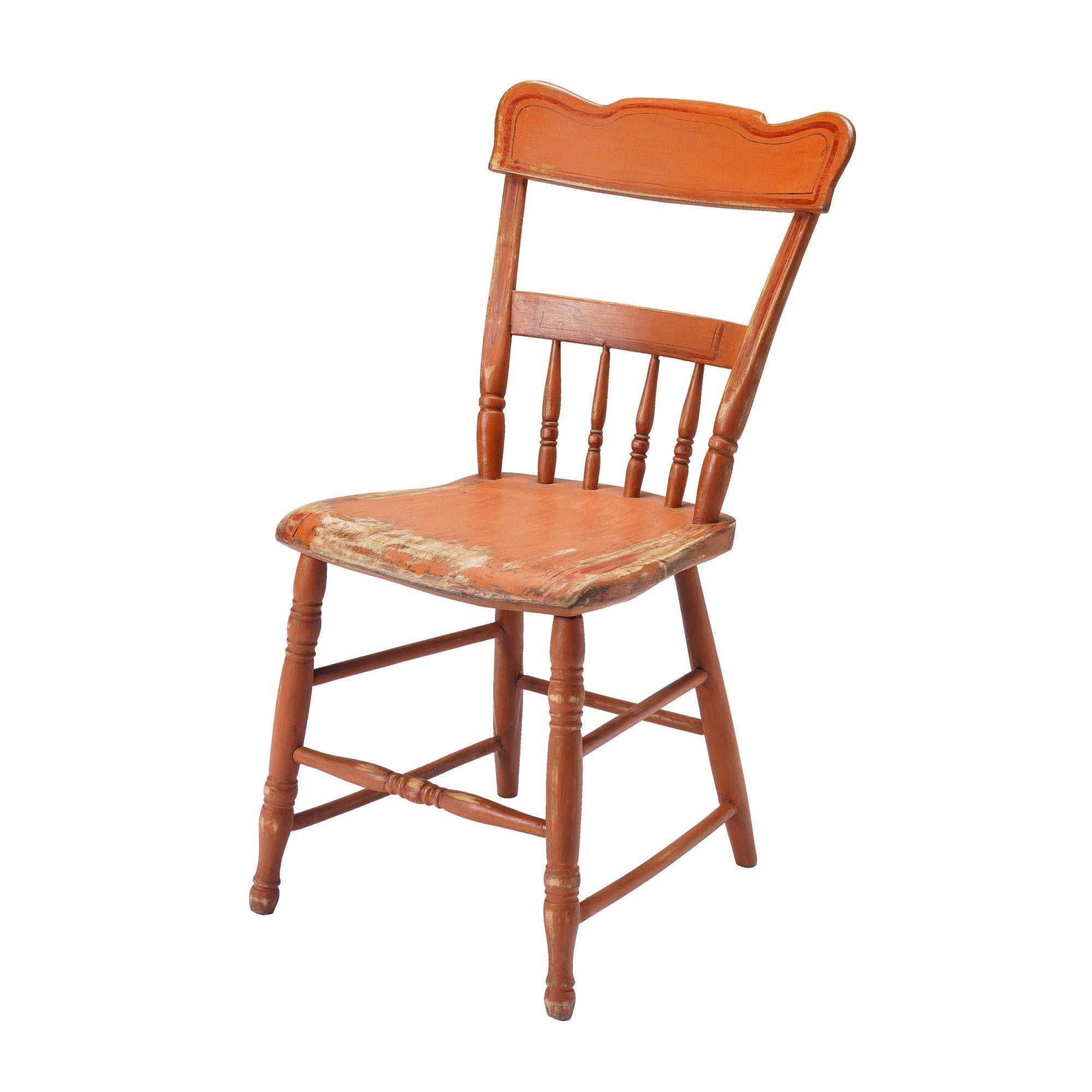 Américain Ensemble de 4 chaises d'appoint Pennsylvanie à dossier demi-fuselé, C.I.C. 1840 en vente