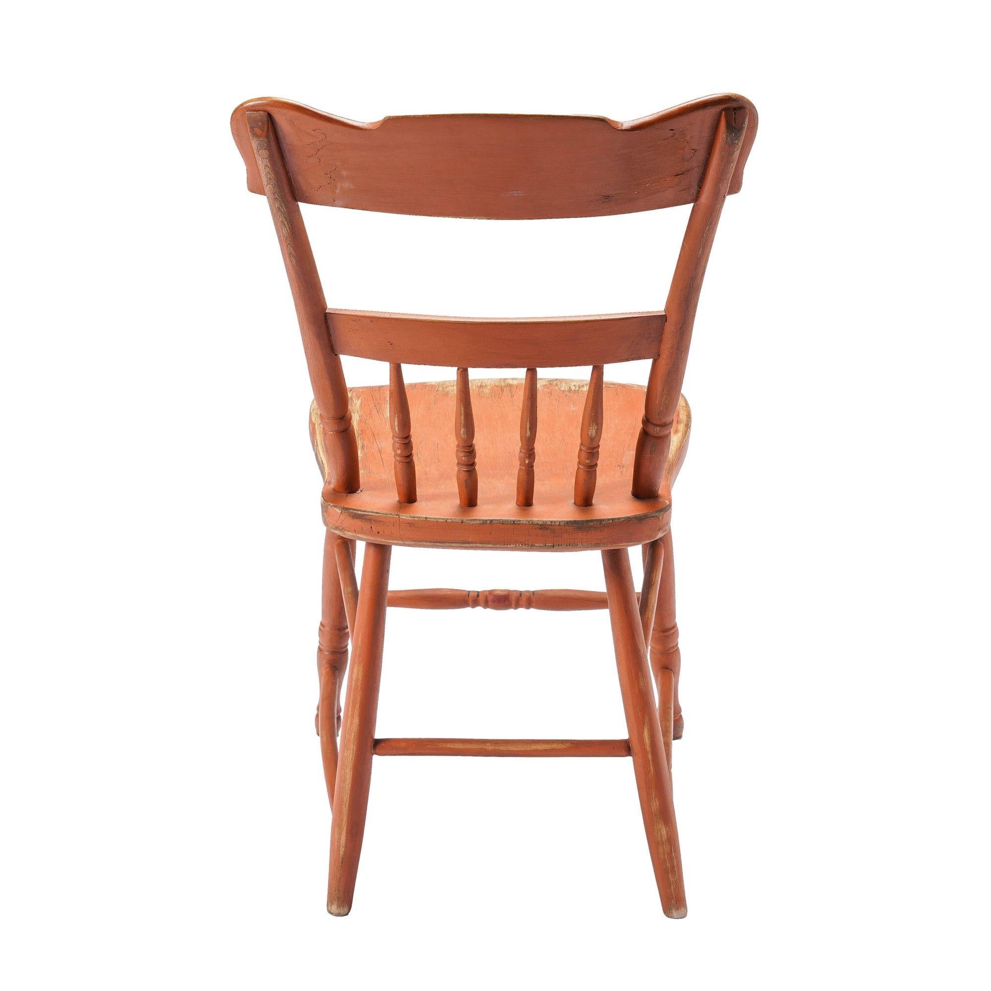 Peuplier Ensemble de 4 chaises d'appoint Pennsylvanie à dossier demi-fuselé, C.I.C. 1840 en vente
