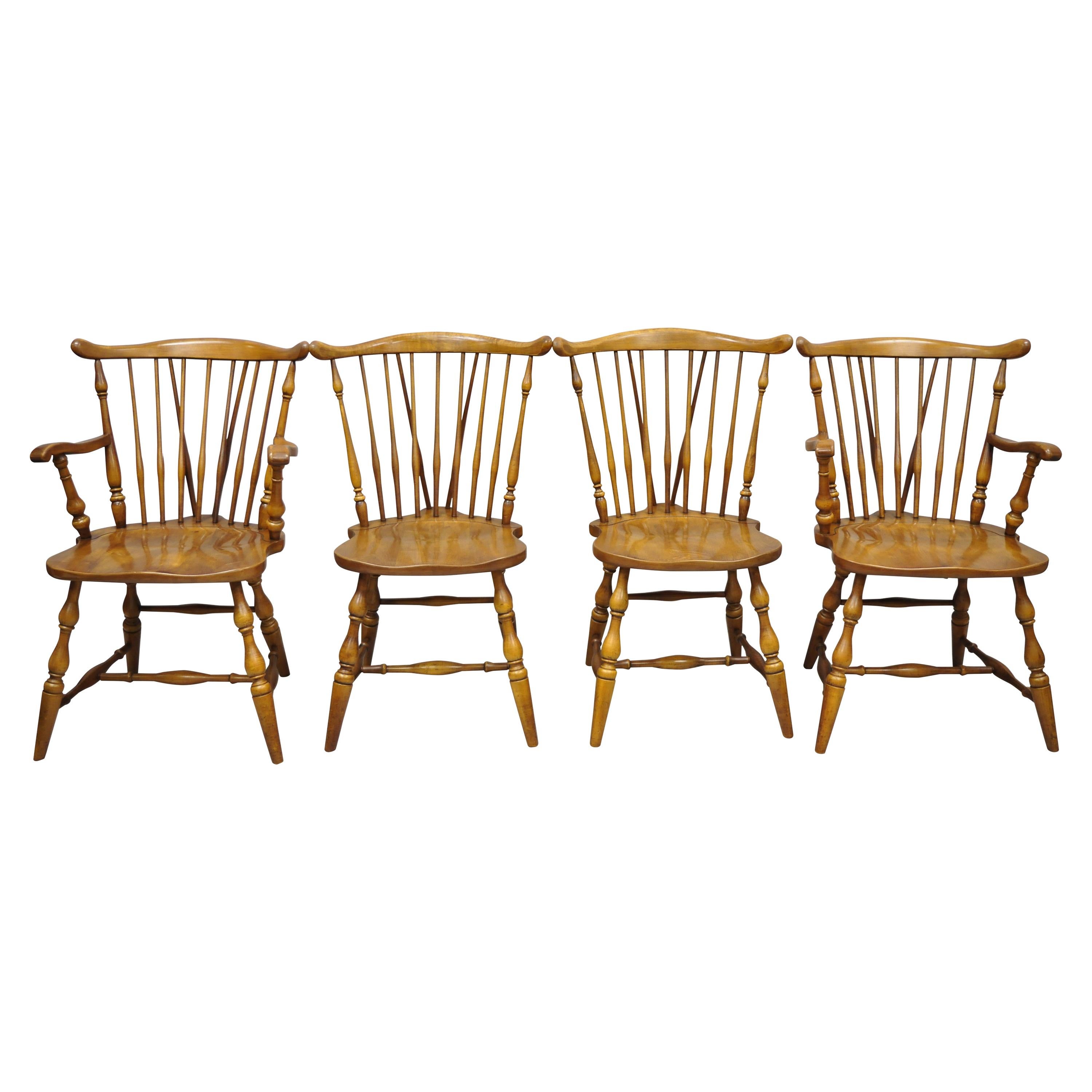 Set of 4 Pennsylvania House Rock Maple Wood Colonial Windsor Dining Chairs