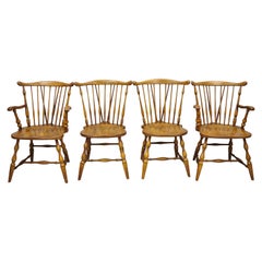 Retro Set of 4 Pennsylvania House Rock Maple Wood Colonial Windsor Dining Chairs