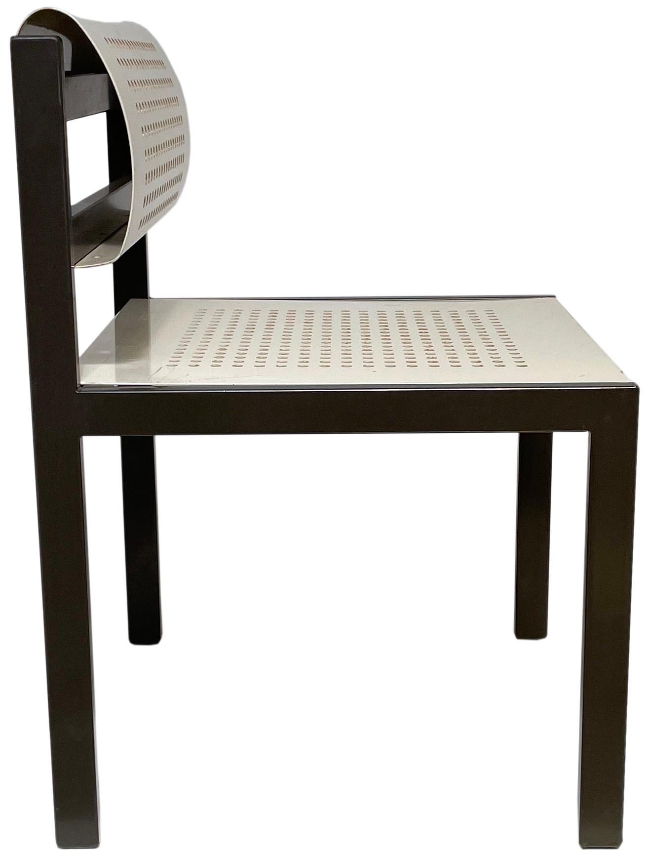 Painted Set of 4 Perforated Steel Chairs For Sale