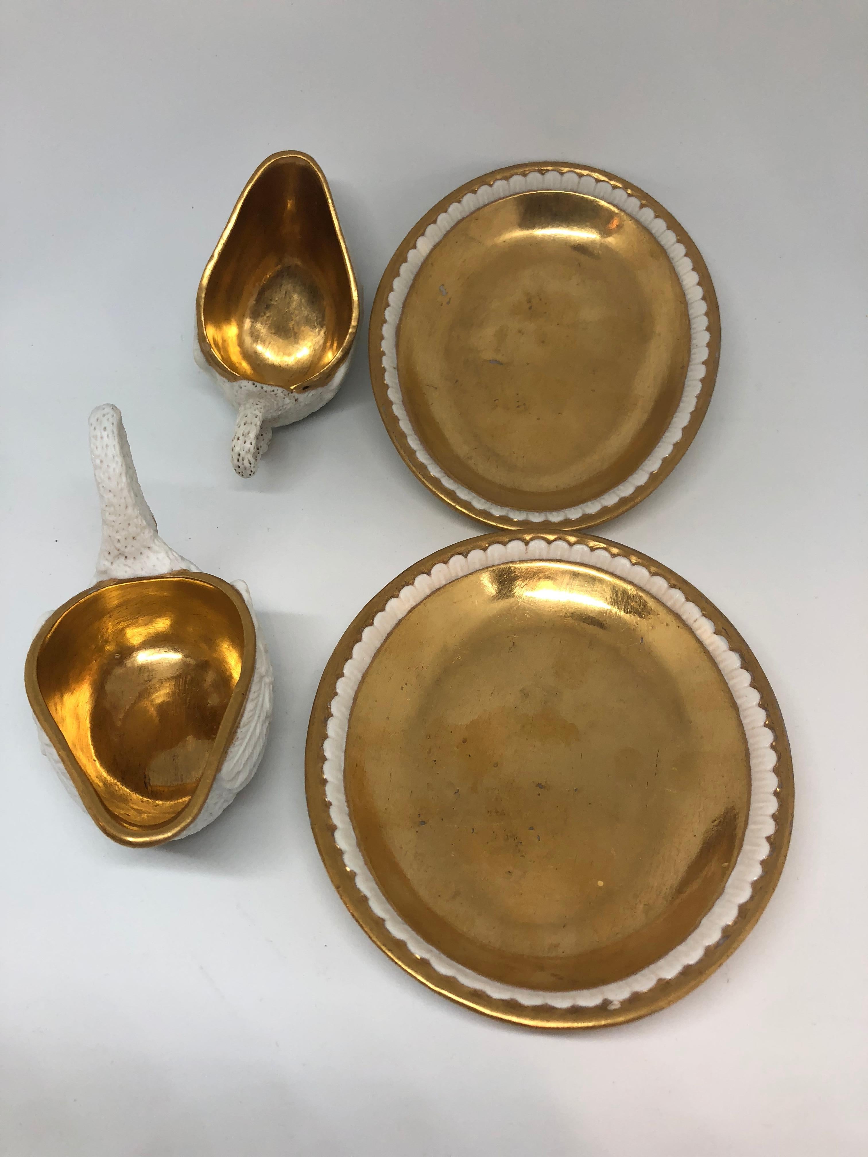 Two Pairs of Period Empire Bisque Porcelain And Gilt Swan Cups 4