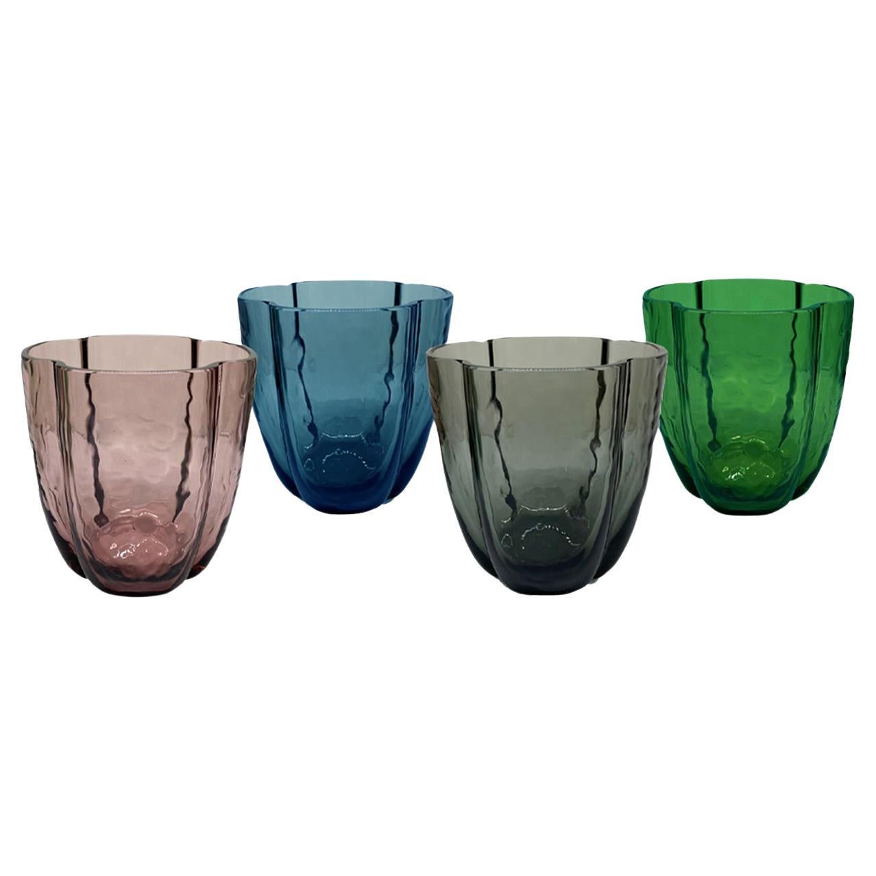 Set of 4 Petal Murano glasses