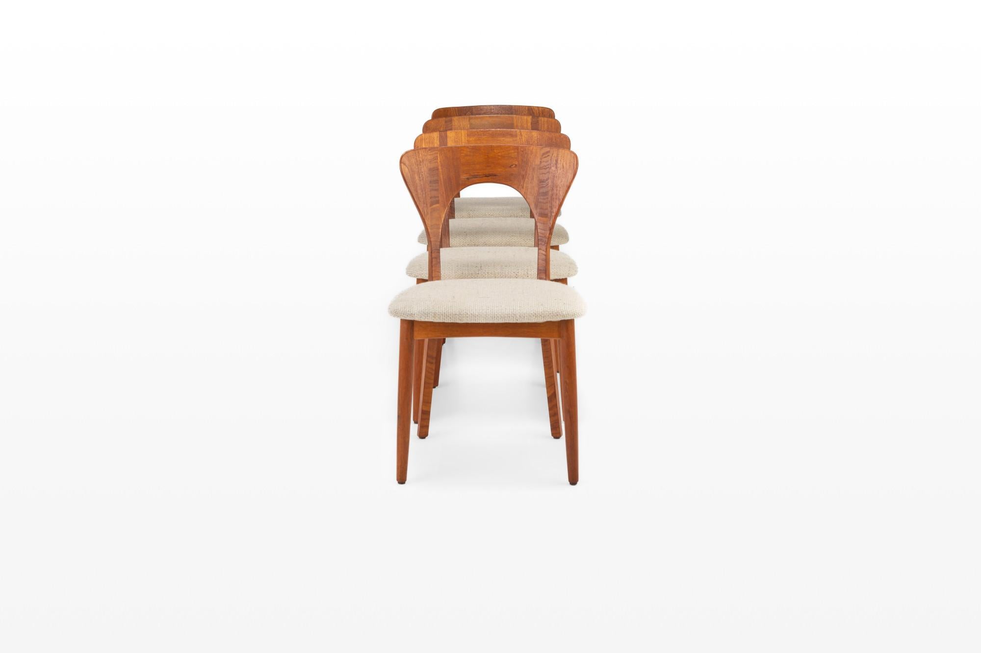 Scandinavian Modern Set of 4 'Peter' dining chairs by Niels Koefoed for Koefoed's Hornslet, Denmark