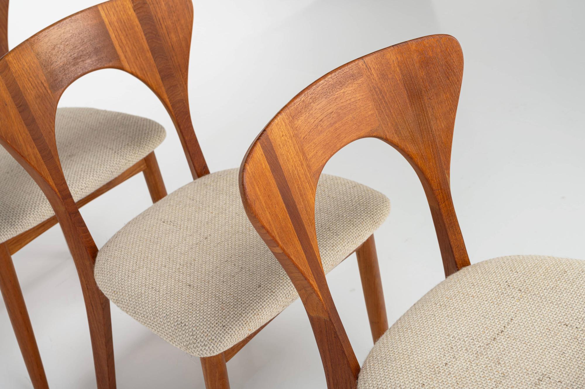 Fabric Set of 4 'Peter' dining chairs by Niels Koefoed for Koefoed's Hornslet, Denmark