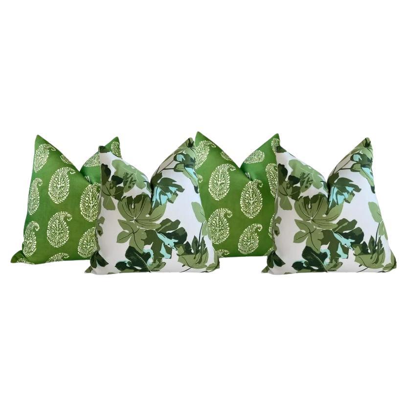 Set di 4 cuscini da interno/esterno Peter Dunham in foglia di fico e Kashmir Paisley