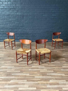 Set of 4 Peter Hvidt & Orla Mølgaard-Nielsen Teak & Rush Chord Dining Chairs