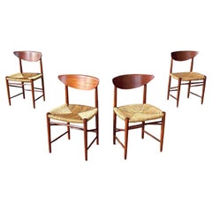 Set of 4 Peter Hvidt & Orla Mølgaard-Nielsen Teak & Rush Chord Dining Chairs