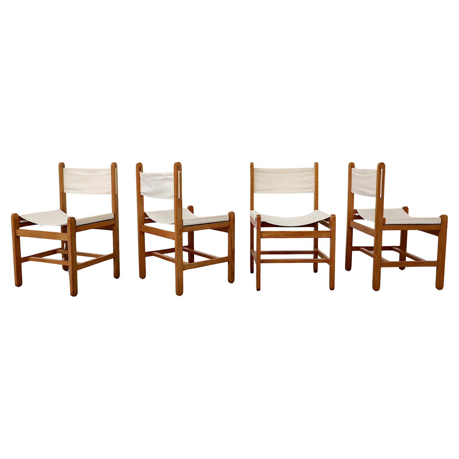 Set of 4 Peter Ole Schiønning Safari Chairs for Niels Eilersen, c. 1960s For Sale