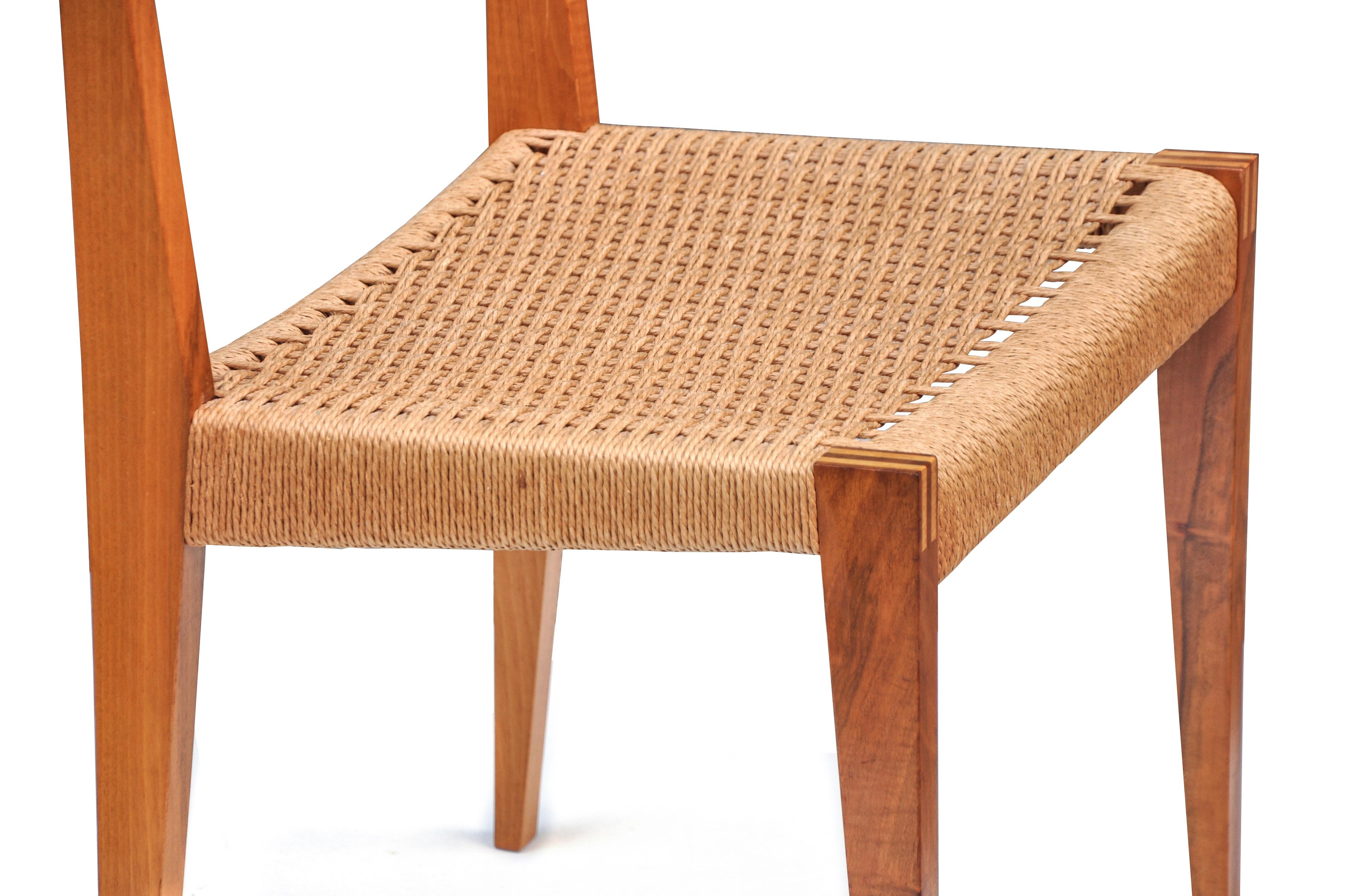 Set of 4 PIA Chairs from Poul Cadovius for Girsberger, Raffia, Walnut, 1960s For Sale 4